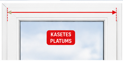 Kasetes platums — nomēriet platumu no vienas līstes ārējās malas līdz otras līstes ārējai malai
